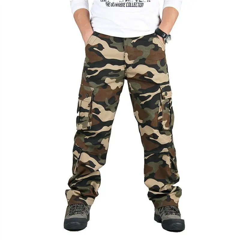 Men's Tactical Camouflage Overalls High-Quality Cotton Multi-Pocket Trousers Sports Training Casual Work Pants - Image 2