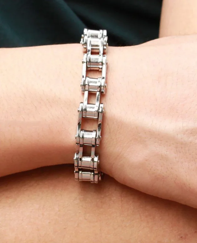 Fashion Men Women Biker Bicycle Motorcycle Chain Bracelet Bangle Punk Stainless Steel Bracelet Men Bangle 8.5"