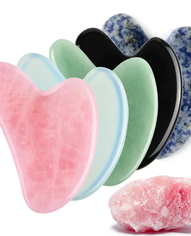 Natural Stone Jade Gouache Scraper Rose Quartz Facial Gua Sha Tools Neck Massager for Face Lifting Wrinkle Remover Beauty Health