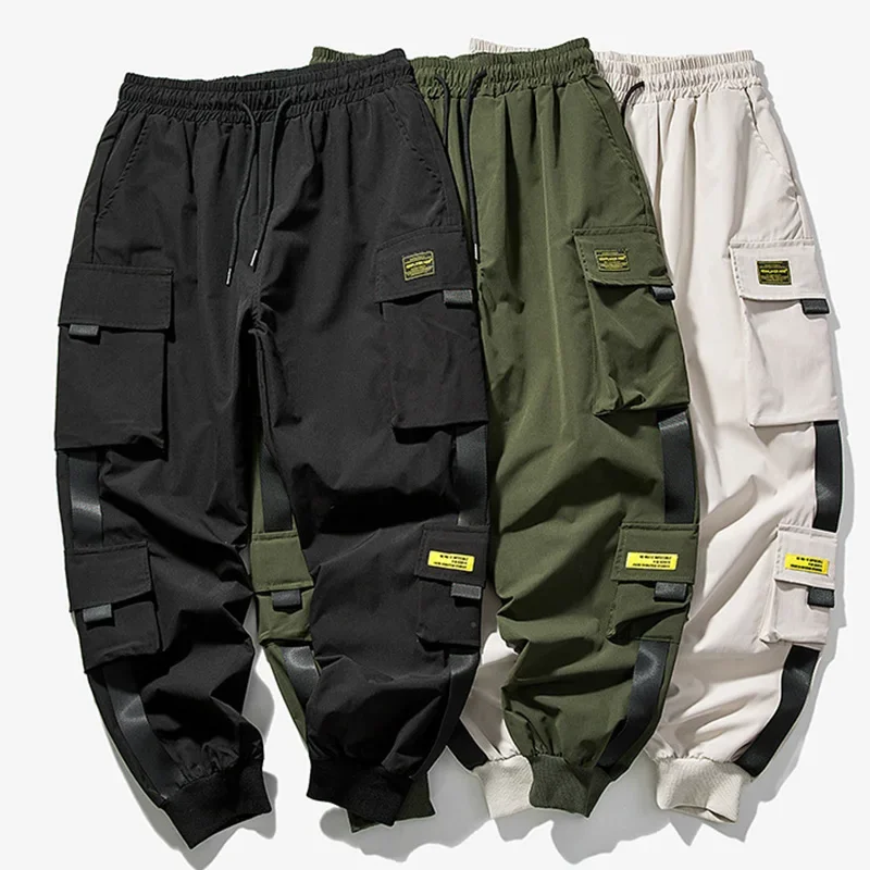 Mens Summer Army Green Loose Pant Joggers Pants Men Cargo Pants Hip Hop Casual Pockets Sweatpants Male Fashion Trousers