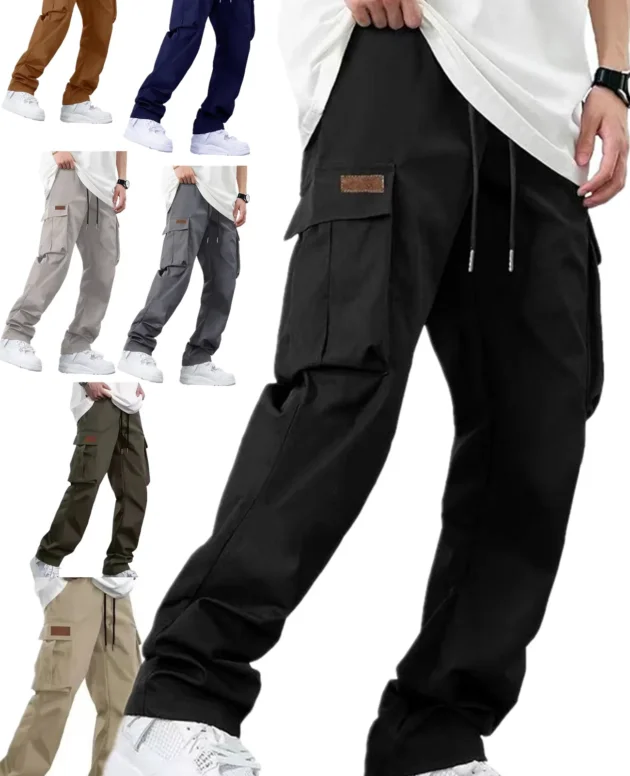 2026Mens Casual Jogger Pants Relaxed Fit Cargo Pants Drawstring Sweatpants Hiking Outdoor Twill Sport Pants