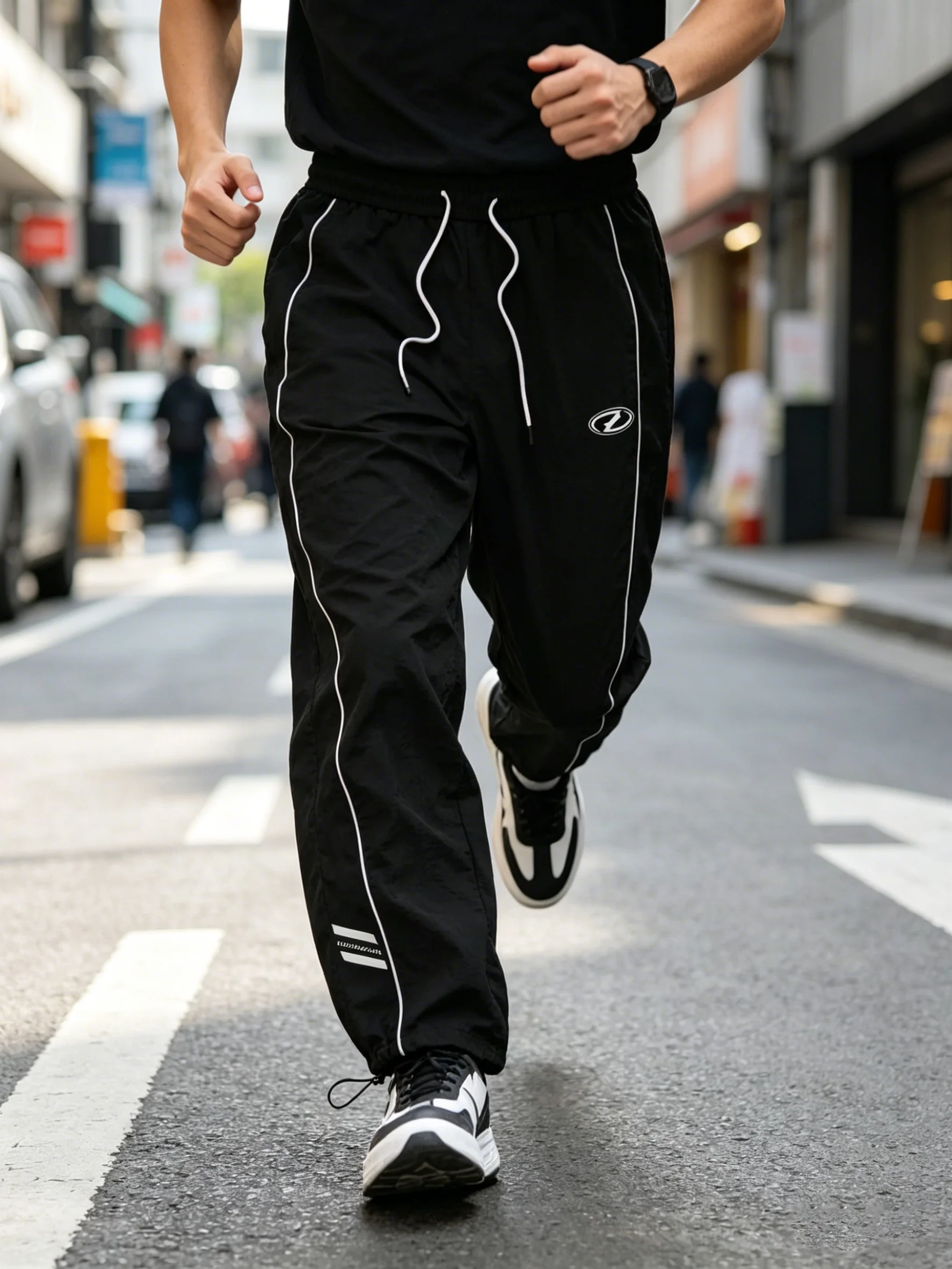 Men's Lightweight Quick-Dry Striped Logo Printed Joggers with Drawstring Streetwear Pants for Gym Daily Spring Summer - Image 6
