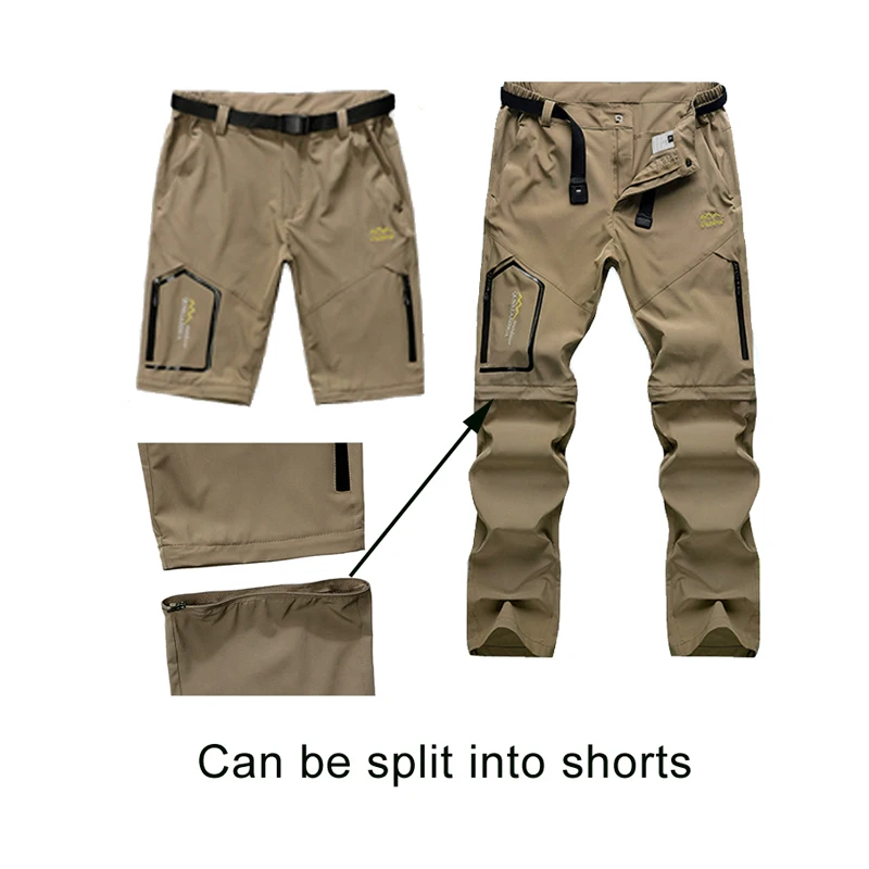 Mens Hiking Convertible Pants Camping Water Repellent Lightweight Quick Dry Zip Off Fishing Outdoor Cargo Work Trekking Trousers - Image 2