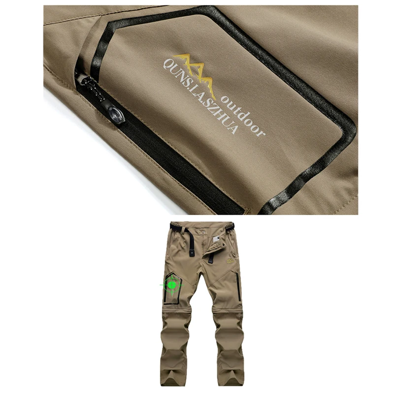 Mens Hiking Convertible Pants Camping Water Repellent Lightweight Quick Dry Zip Off Fishing Outdoor Cargo Work Trekking Trousers - Image 3