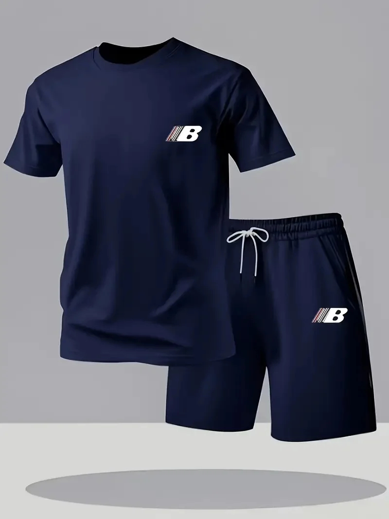 Summer Men's Printed Short-Sleeved Shorts - Casual Sports Set - Outdoor, Urban and Street Fashion Suit