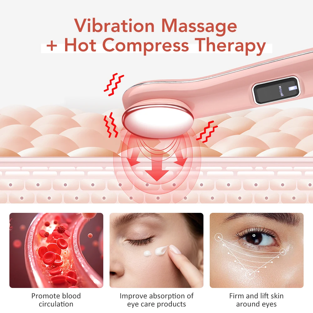 Vibration Red Light Eye Massager Pen Hot Compress Beauty Anti Wrinkles Eye Lifting Wand Eye Care for Dark Circles Eye Bag Reduce - Image 5