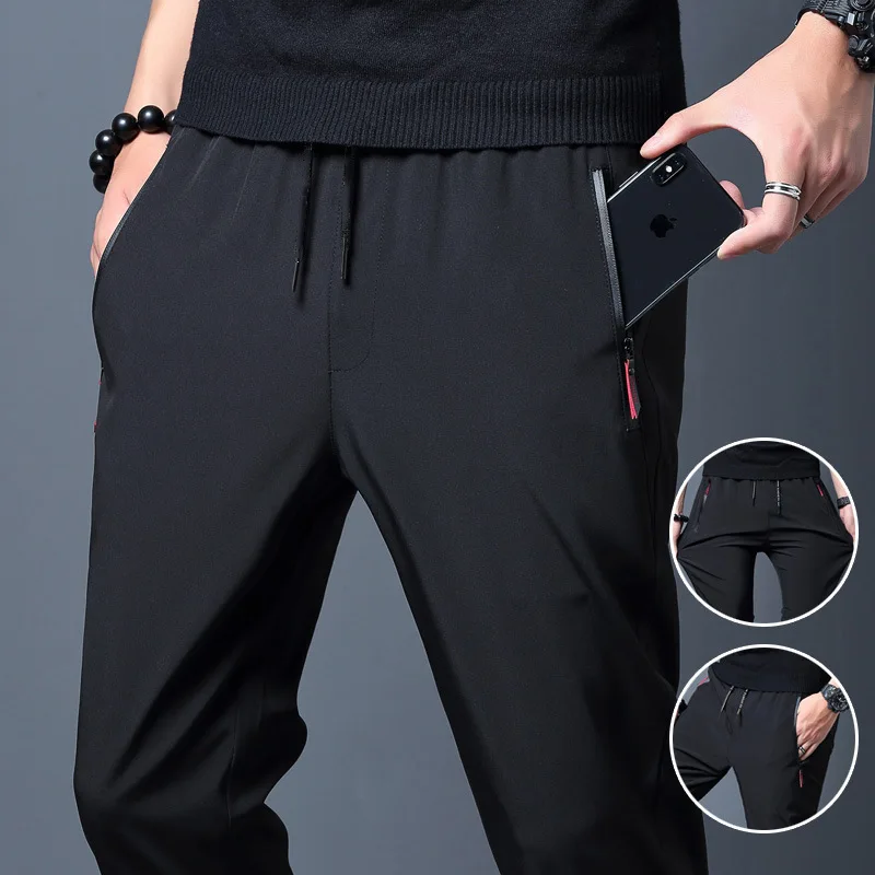 2026 Men's Running Pants Quick-Dry Thin Casual Trousers Sport Pants with Zipper Pockets Sportswear Running Jogging Sportpants 