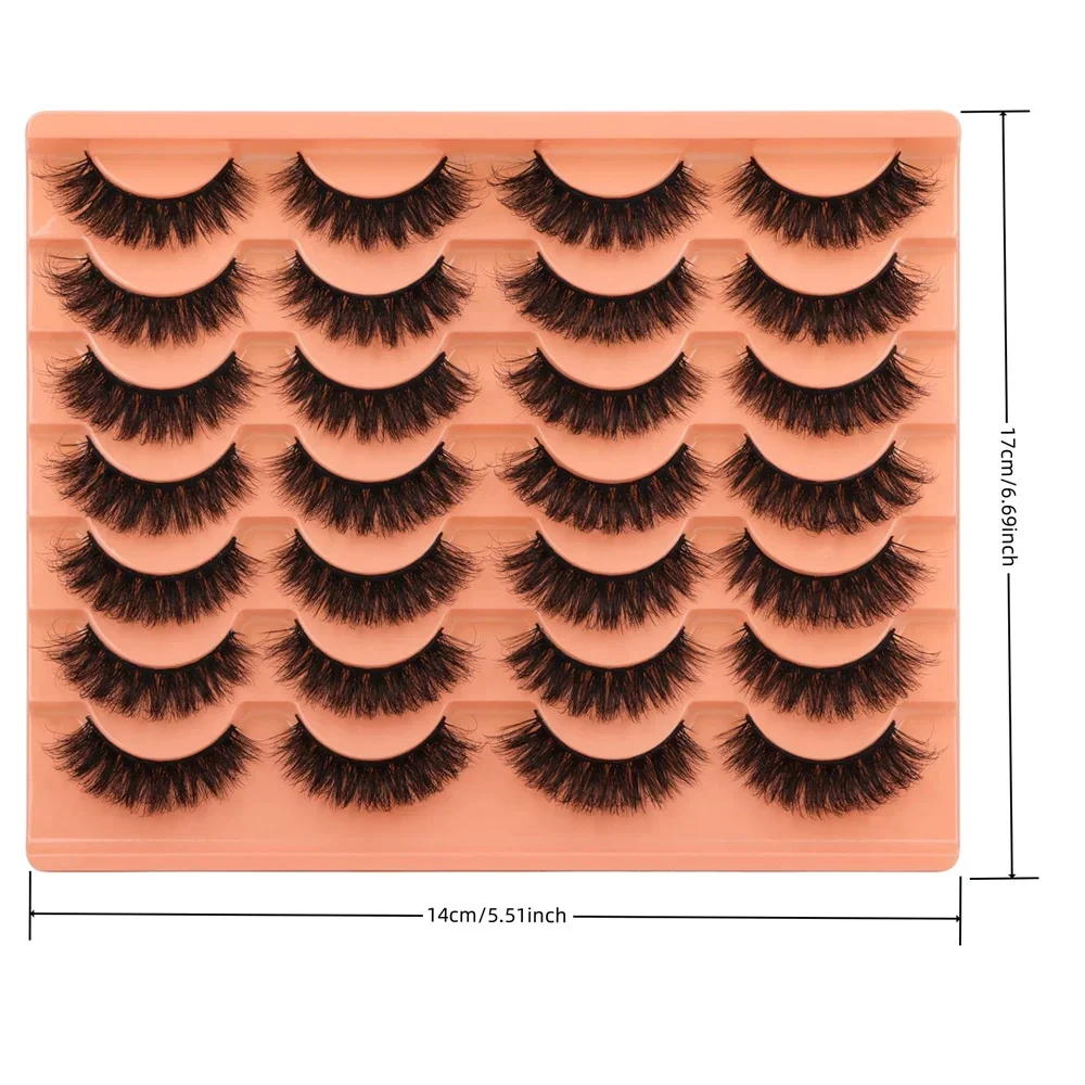 14 Pairs Natural Look False Eyelashes Thick Fluffy Faux Mink Lashes Pack Cat Eye Lashes that Look Like Extensions Black - Image 4