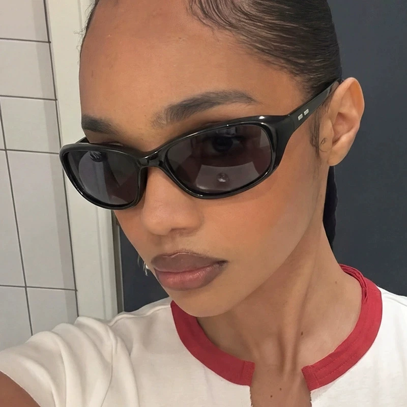 Y2K Retro Sport Sunglasses for Women Men Brown Lenses Vintage 90s Wrap Around UV400 Protection Cycling Windproof Sun Glasses - Image 2