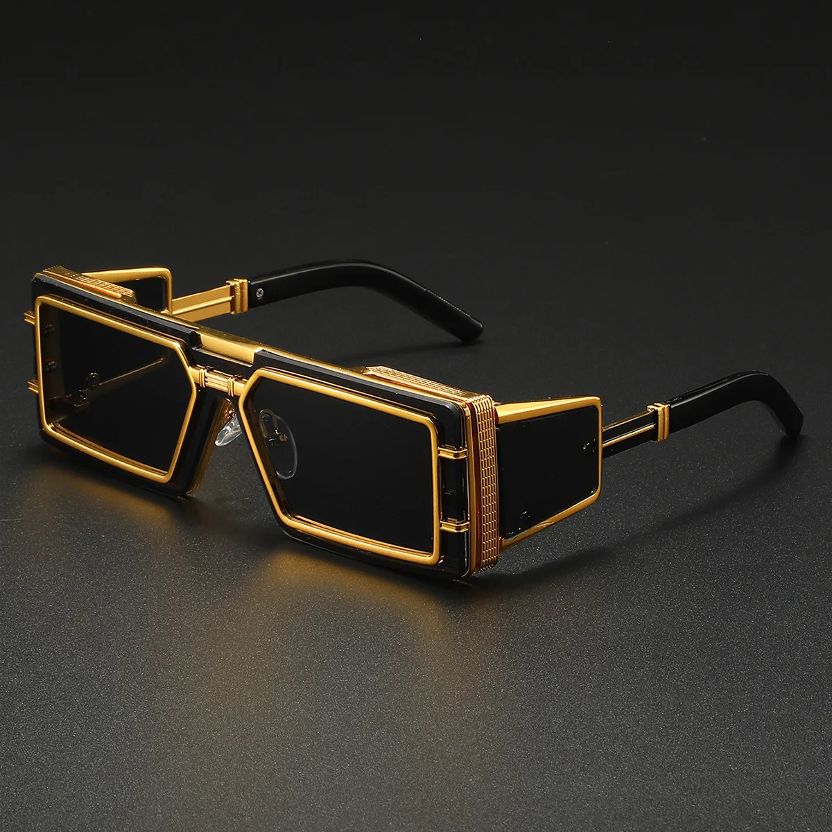 Punk Sunglasses Men Square Sun Glasses Designer T-show Party Eyewear Unisex Fashion Heavy Metal Luxury Shades