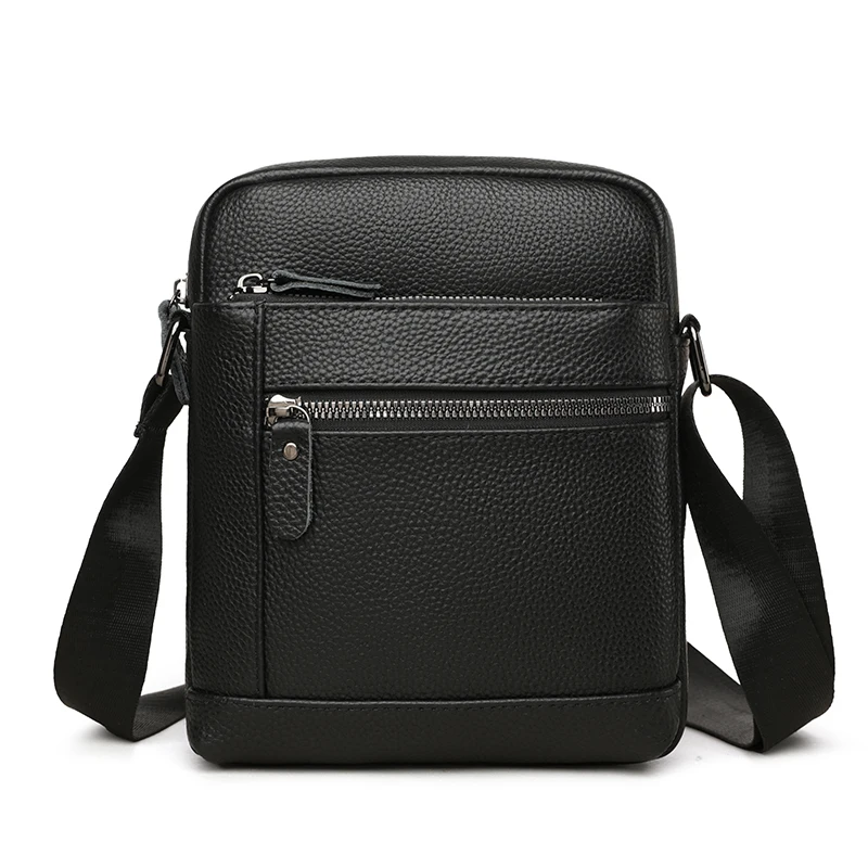 Men's Luxury Designer Genuine Leather Bag Simple Business Casual Shoulder Bag Multiple Pockets Small Crossbody Bags for Men