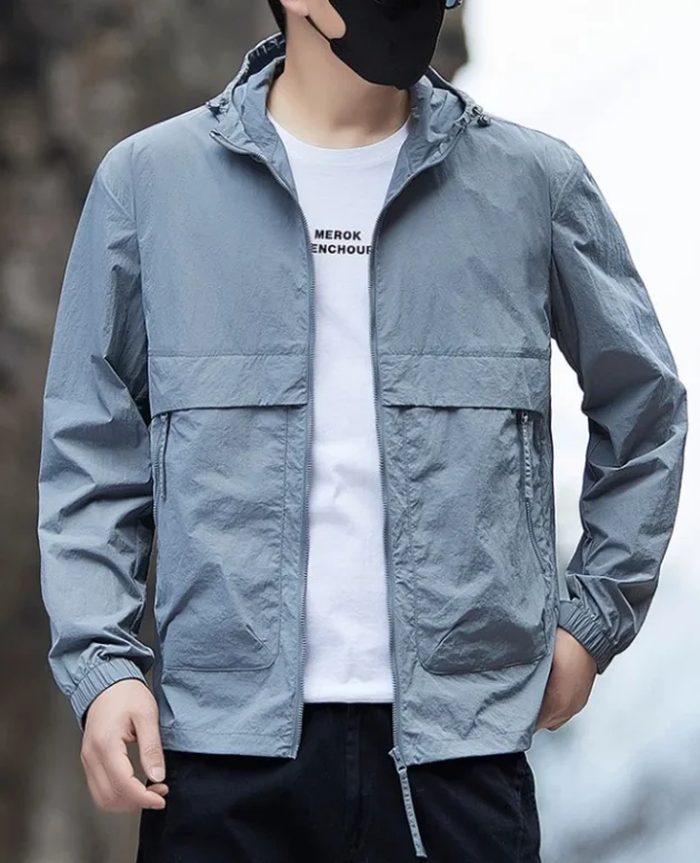 UPF50+ UV Protection Jacket Men Quick Dry Windbreaker Outdoor Sun-Protective Thin Hiking Fishing Cycling Hooded Sport Coats Men