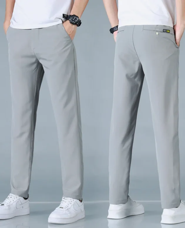2025 Spring Summer Ultra-thin Men's Casual Pants Slim Straight Leg Elastic Waist Sports Jogging Trousers Fashion Men Golf Pants