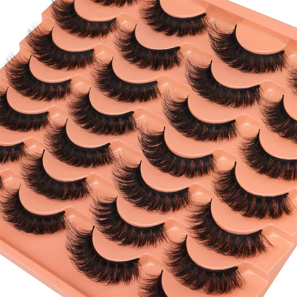 14 Pairs Natural Look False Eyelashes Thick Fluffy Faux Mink Lashes Pack Cat Eye Lashes that Look Like Extensions Black - Image 2