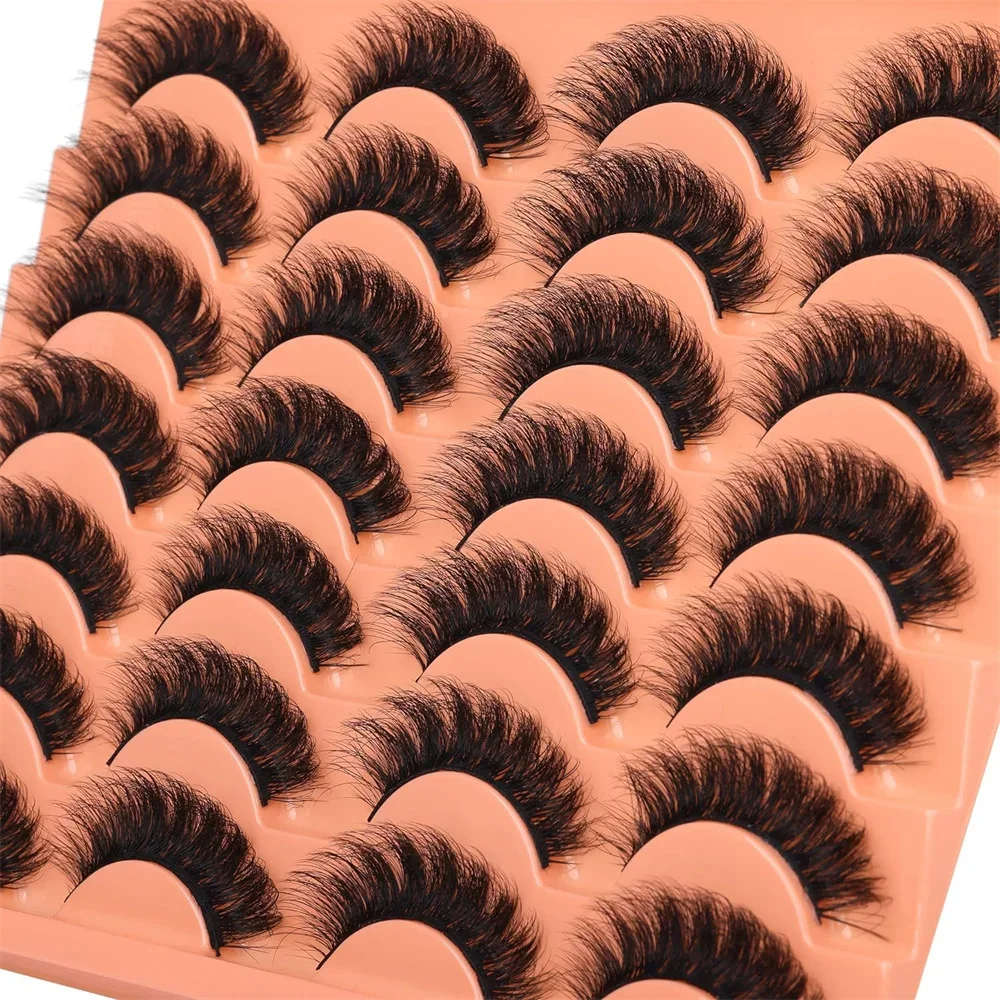 14 Pairs Natural Look False Eyelashes Thick Fluffy Faux Mink Lashes Pack Cat Eye Lashes that Look Like Extensions Black - Image 3
