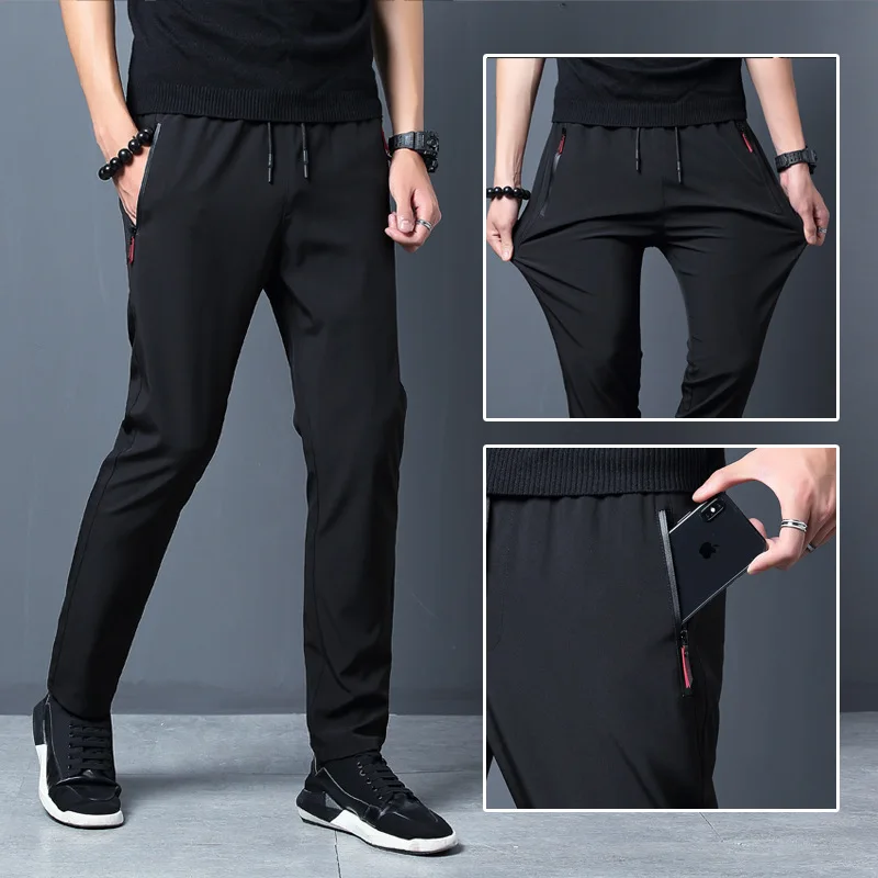 2026 Men's Running Pants Quick-Dry Thin Casual Trousers Sport Pants with Zipper Pockets Sportswear Running Jogging Sportpants - Image 2