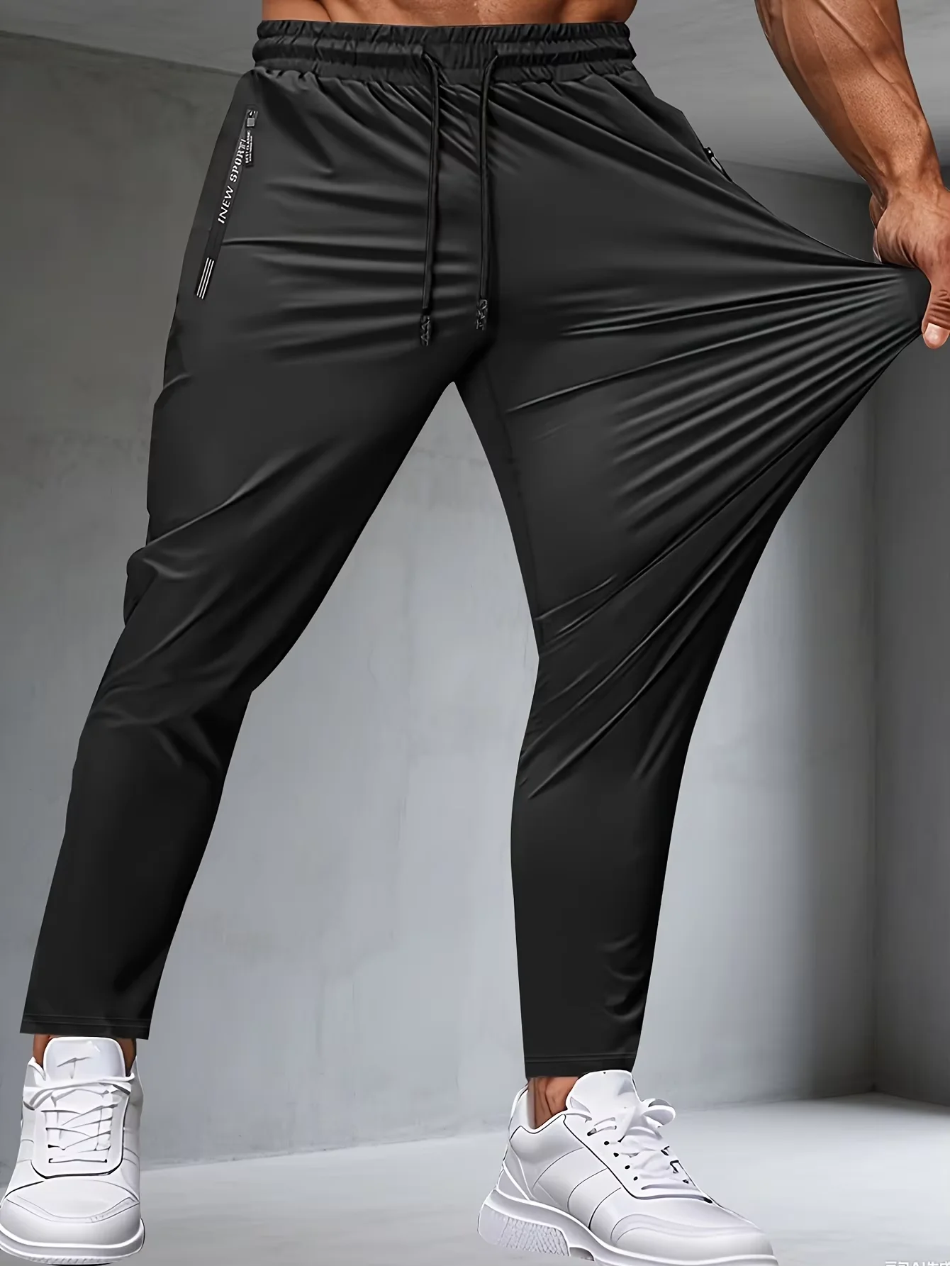 Men's Fitness Pants Zippered Pockets Stretch Sports Pants Running Daily Wear Casual Pants Jogger Man Football Fishing Gift Gym - Image 2