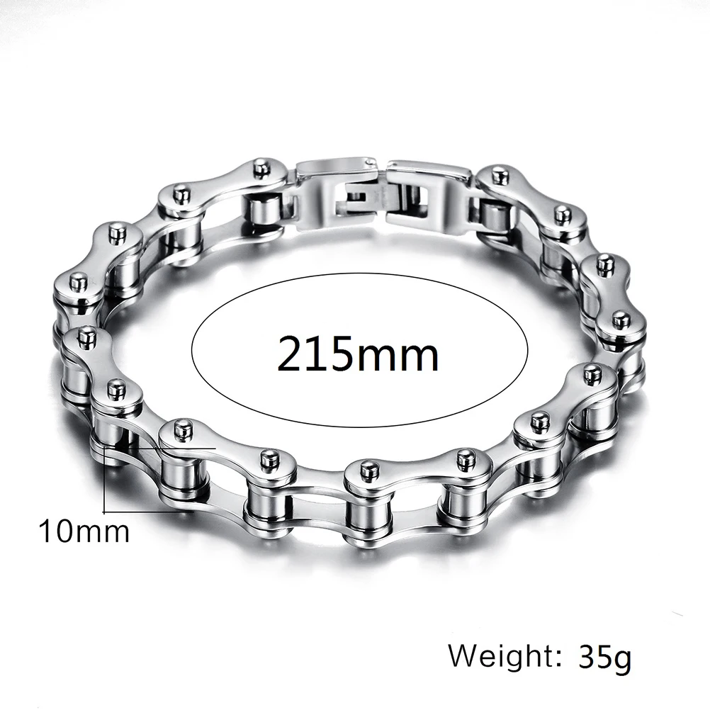 Fashion Men Women Biker Bicycle Motorcycle Chain Bracelet Bangle Punk Stainless Steel Bracelet Men Bangle 8.5" - Image 6