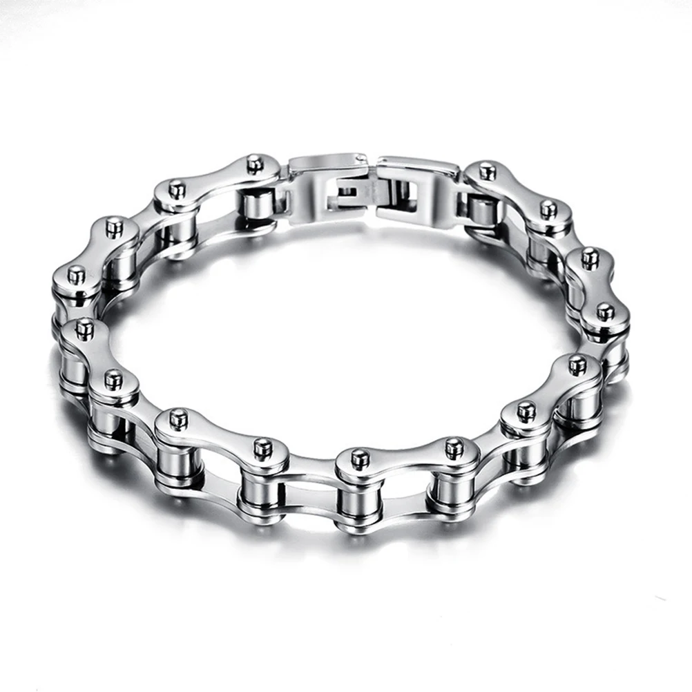 Fashion Men Women Biker Bicycle Motorcycle Chain Bracelet Bangle Punk Stainless Steel Bracelet Men Bangle 8.5" - Image 4