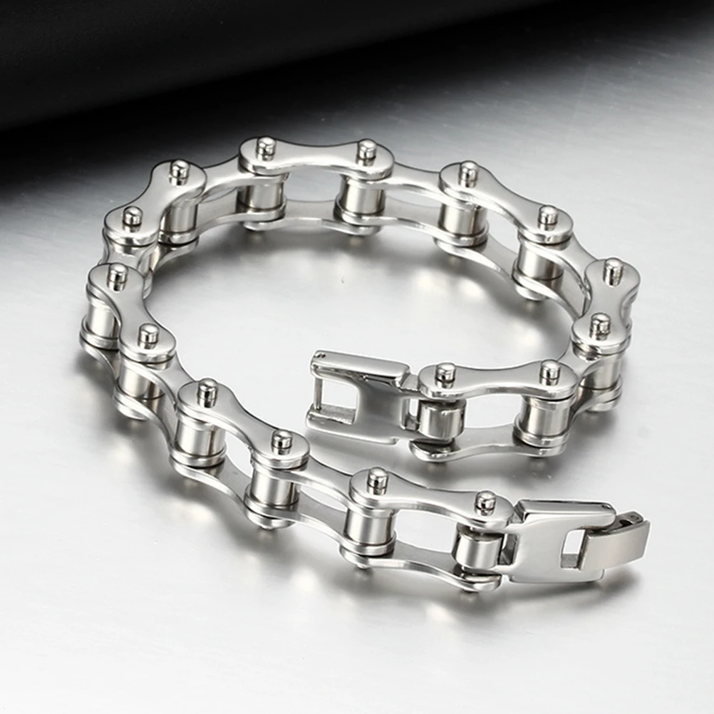 Fashion Men Women Biker Bicycle Motorcycle Chain Bracelet Bangle Punk Stainless Steel Bracelet Men Bangle 8.5" - Image 3