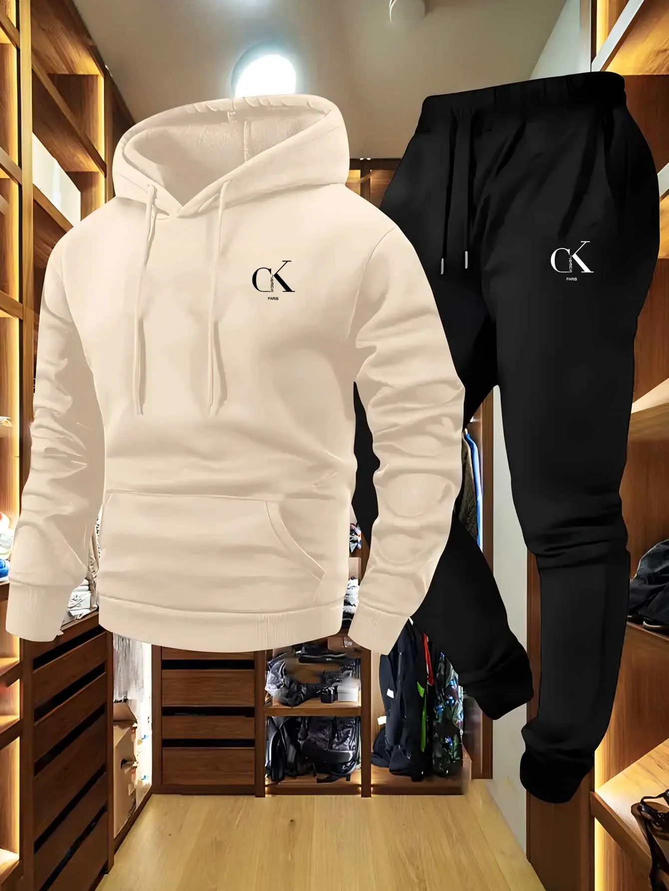 2025 Men'S Hoodie & Sweatpants Set - Casual Gray Loungewear with Pockets Drawstring Hood and Ribbed Waistband -Season Comfort - Image 4