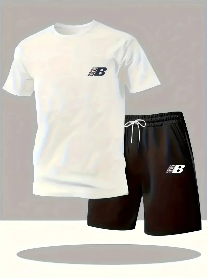 Summer Men's Printed Short-Sleeved Shorts - Casual Sports Set - Outdoor, Urban and Street Fashion Suit - Image 2