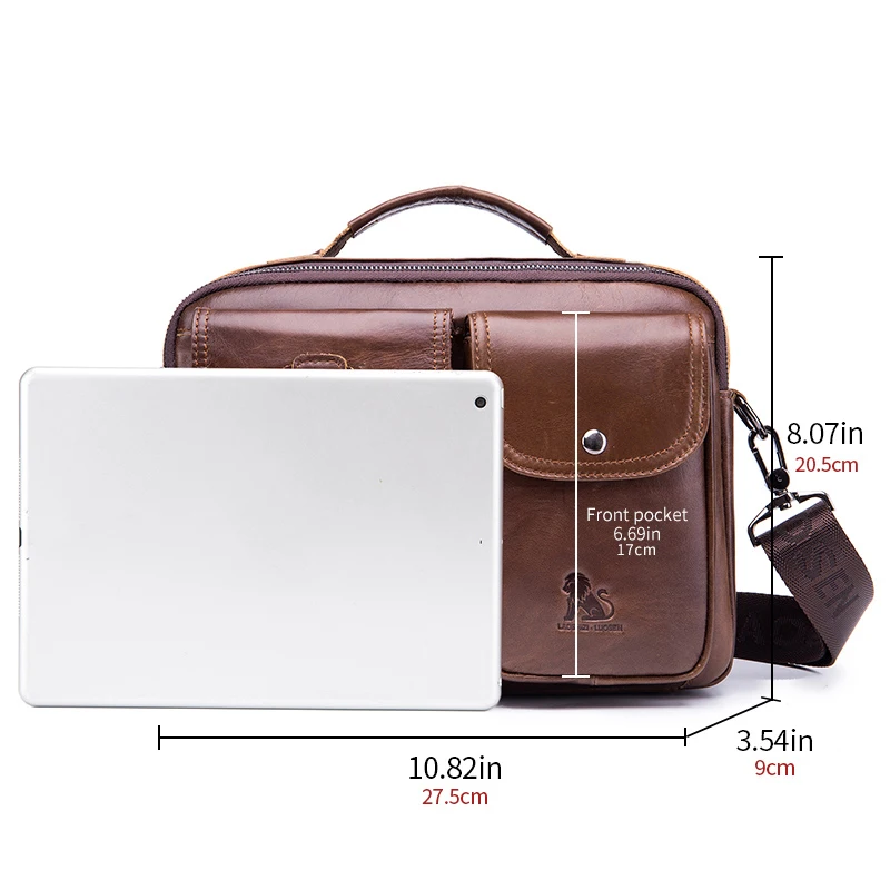 Men's genuine leather shoulder bag, retro top layer cowhide casual crossbody bag, men's crossbody square bag - Image 3