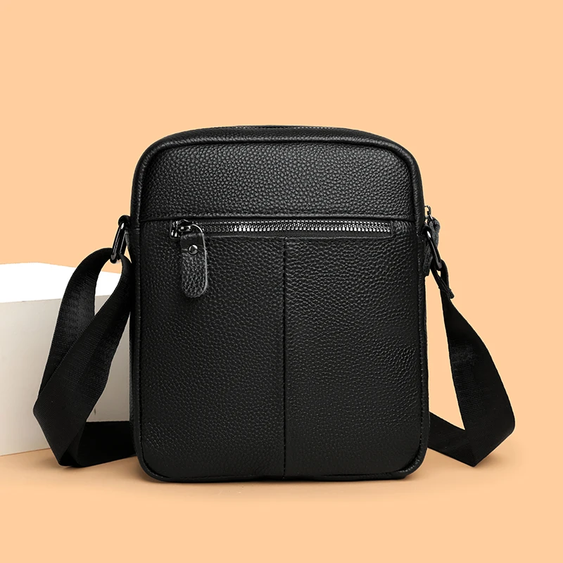 Men's Luxury Designer Genuine Leather Bag Simple Business Casual Shoulder Bag Multiple Pockets Small Crossbody Bags for Men - Image 4