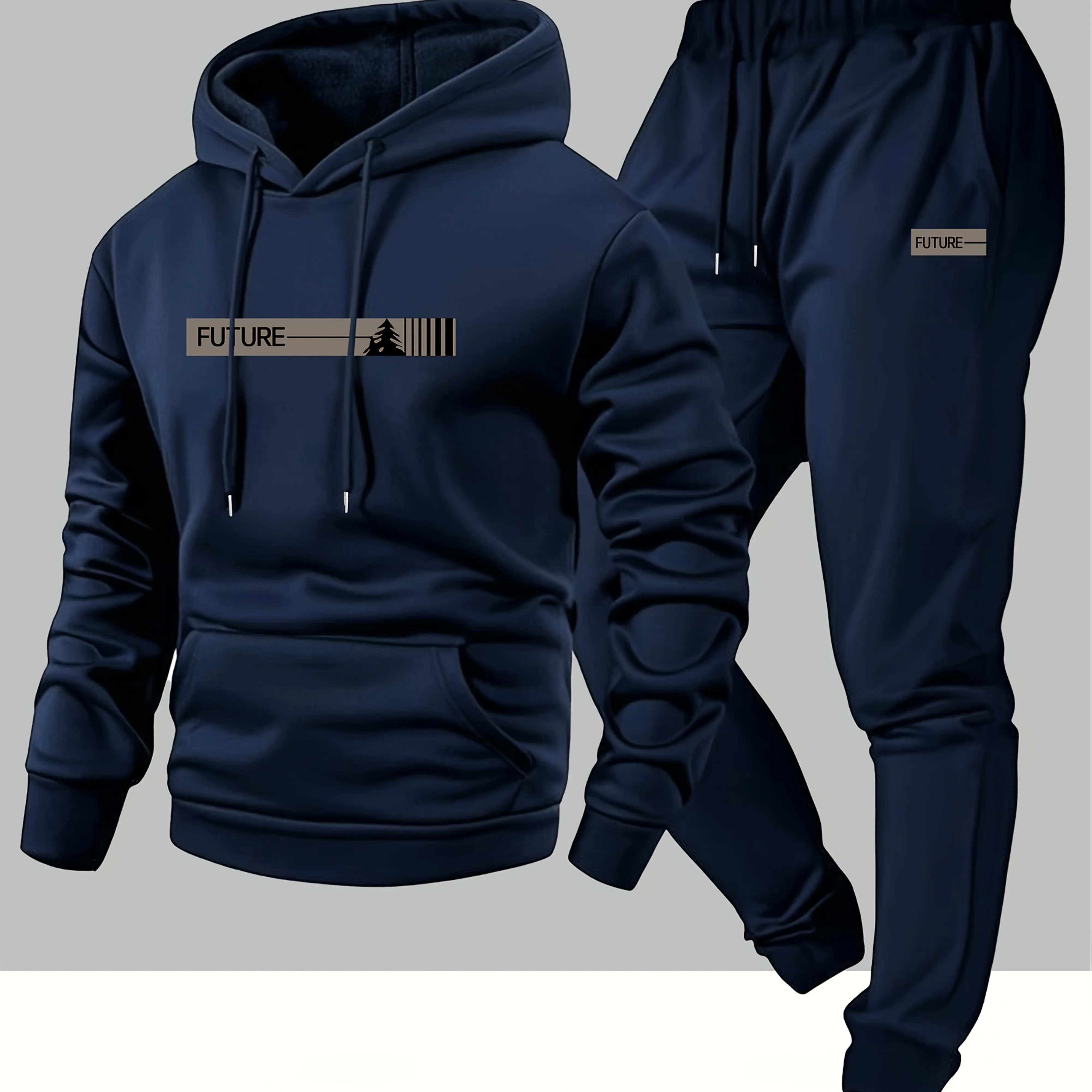 The 2026 new men's two-piece casual long-sleeved hooded sports shirt and sports pants set is suitable for wearing in autumn - Image 5