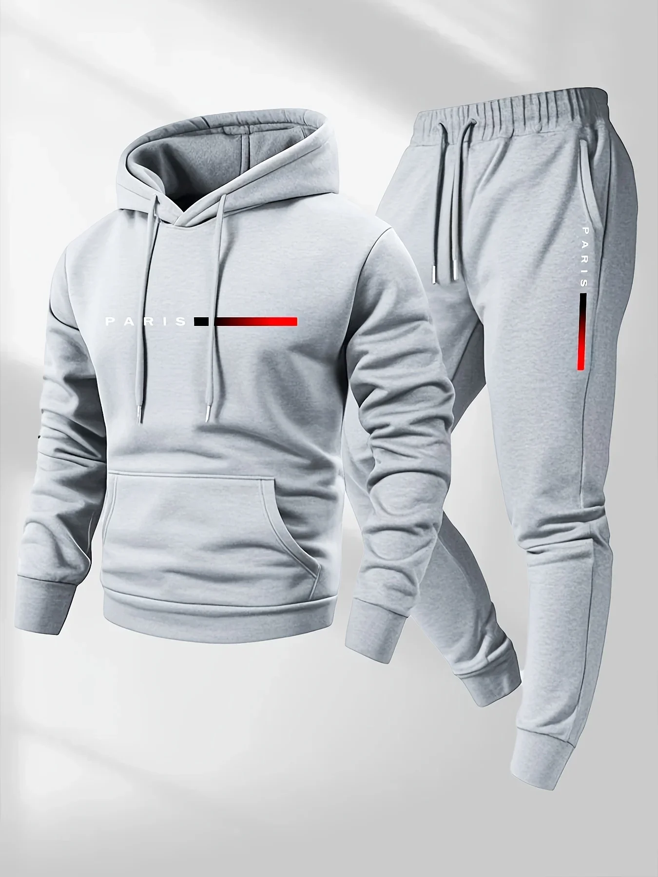 2025 letter printed sportswear set men's hooded sweatshirt long pants set spring and autumn winter warm suit - Image 5