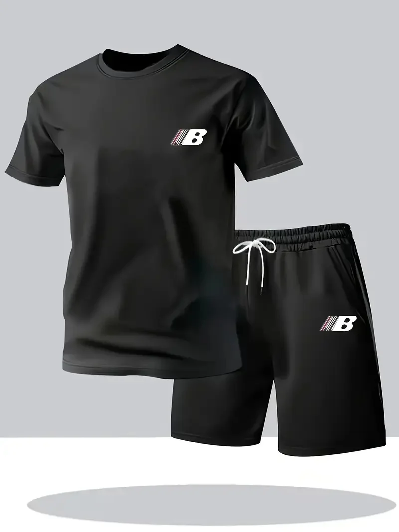 Summer Men's Printed Short-Sleeved Shorts - Casual Sports Set - Outdoor, Urban and Street Fashion Suit - Image 3