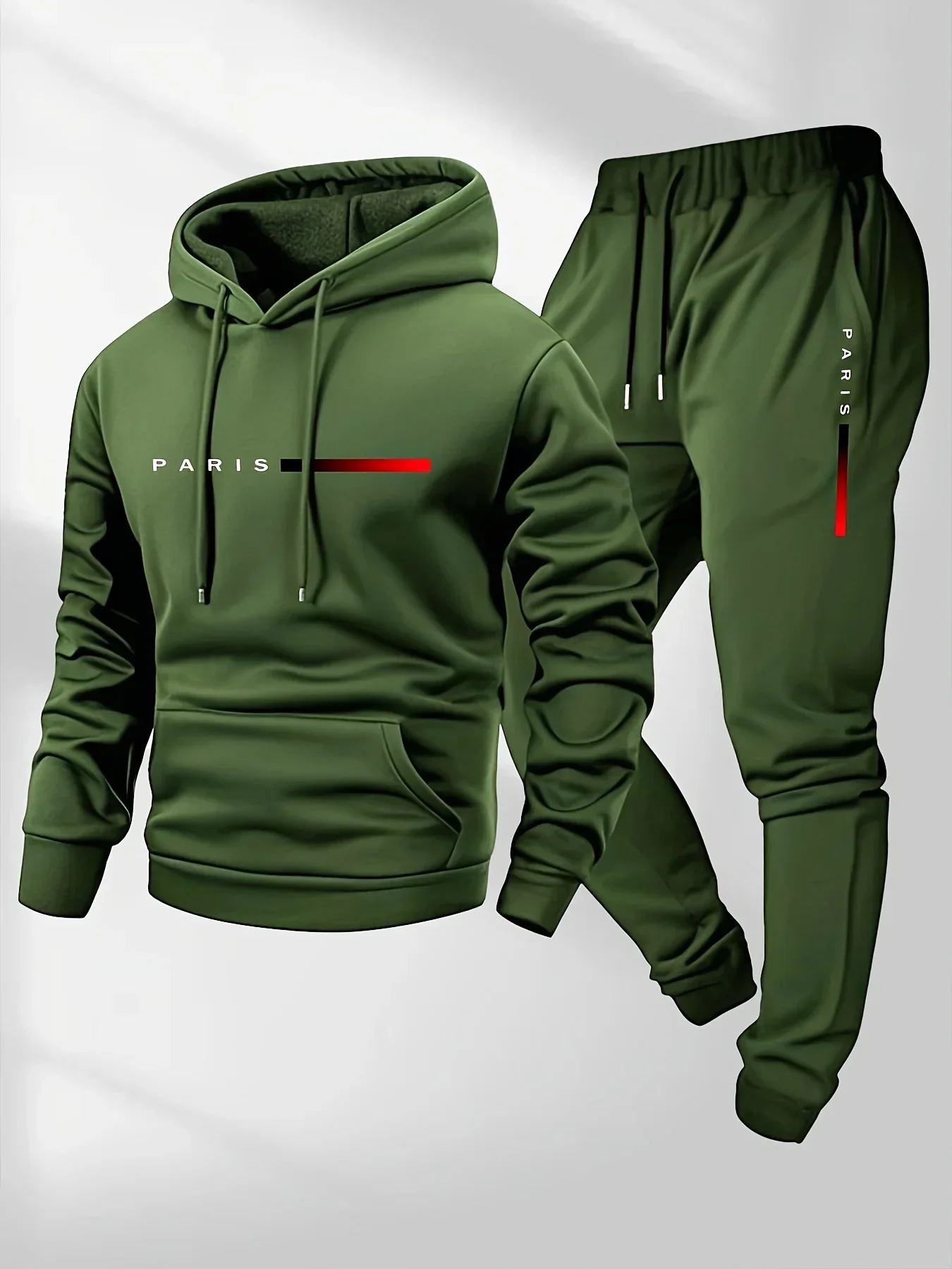 2025 letter printed sportswear set men's hooded sweatshirt long pants set spring and autumn winter warm suit - Image 3