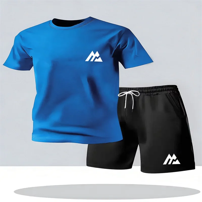 Men's Fashion Street Short Sleeve Set Men's Sports Shirt Set Men's Round Neck Short Sleeve Shorts Sports Set 2-piece Set - Image 3