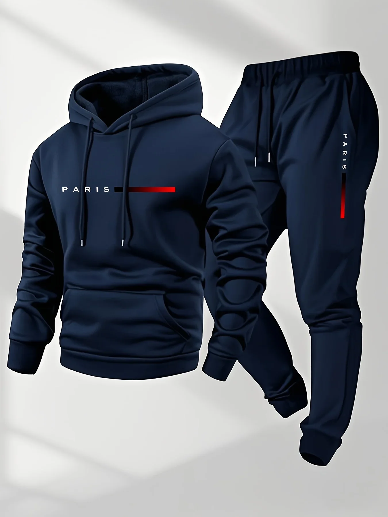 2025 letter printed sportswear set men's hooded sweatshirt long pants set spring and autumn winter warm suit - Image 2