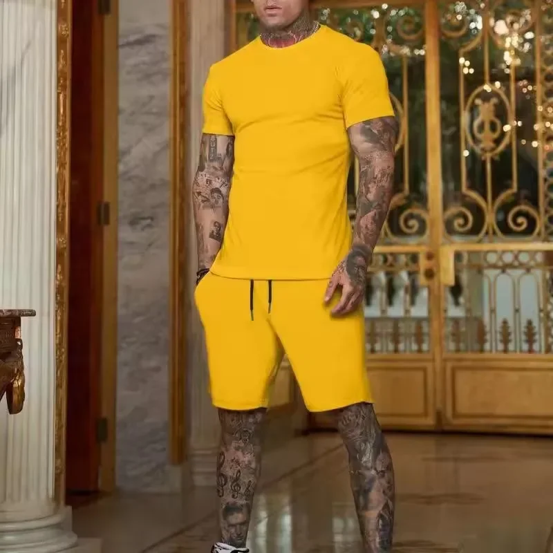 2025 Fashionable and casual summer outdoor sports suit men's breathable T-shirt shorts casual and fashionable two-piece set - Image 6