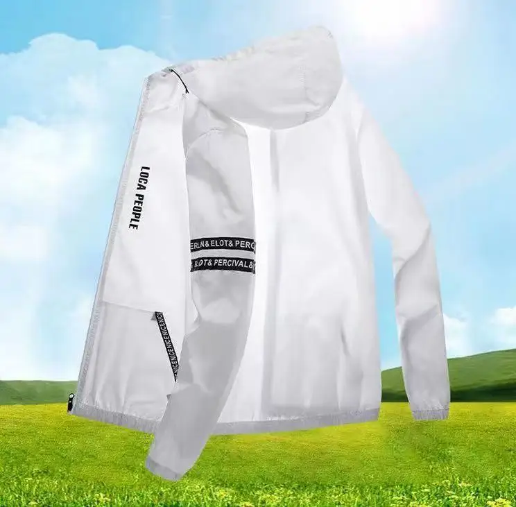 Summer Sun Protection Clothing Men's Casual Waterproof Quick-drying Bicycle Hooded Jacket Plus Size Hiking Thin Skin windbreaker - Image 4