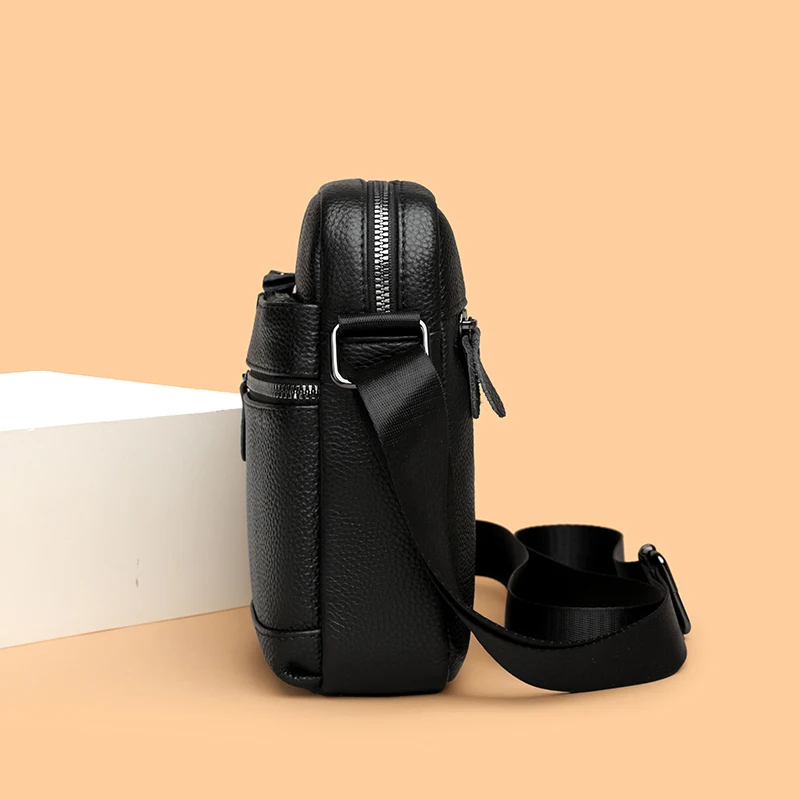 Men's Luxury Designer Genuine Leather Bag Simple Business Casual Shoulder Bag Multiple Pockets Small Crossbody Bags for Men - Image 5