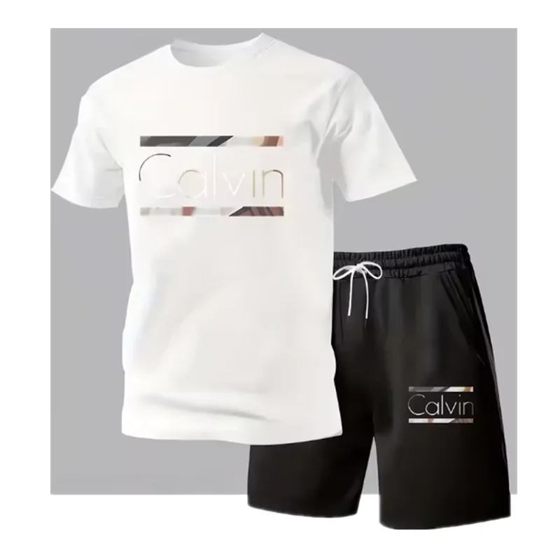 2026 New Fashion Casual T-shirt Shorts Two-piece Set 3D Letter Printing Men's Summer Outdoor Wear Suit - Image 3