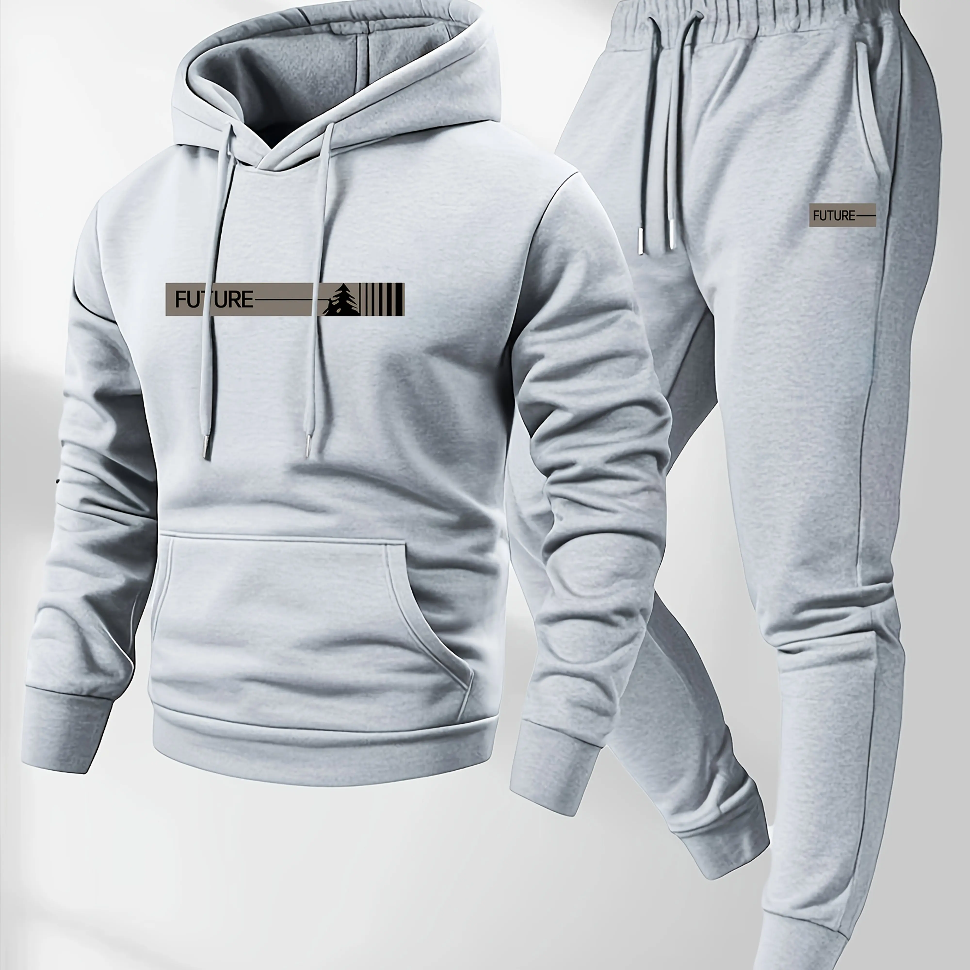 The 2026 new men's two-piece casual long-sleeved hooded sports shirt and sports pants set is suitable for wearing in autumn - Image 3