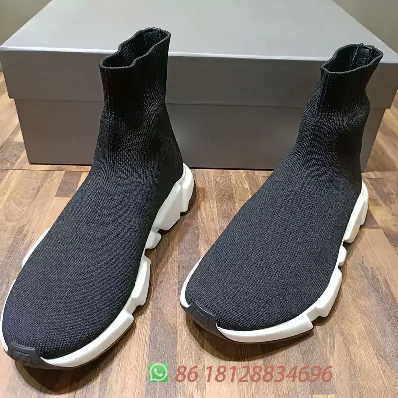 Hot Casual Black High Top Fashion Women Sock Shoe Sneaker Stretch Designer Men Breathable Couple Unisex - Image 4