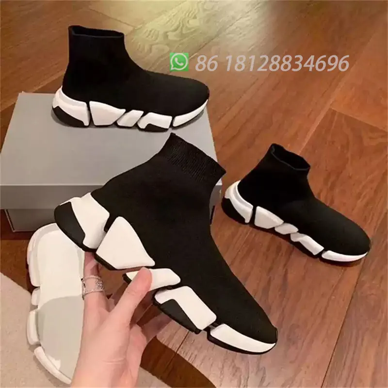 Hot Casual Black High Top Fashion Women Sock Shoe Sneaker Stretch Designer Men Breathable Couple Unisex - Image 3