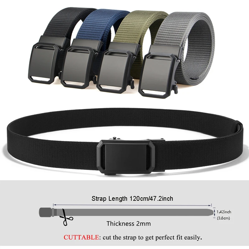 Tactical Belt Men Canvas Automatic Buckle Metal Belt Durable Casual Outdoor Hunting Waist Adventure Training Tactical Pants Belt - Image 2