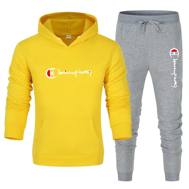 2025 Men's Tracksuit Hooded Sweatshirt+Sweatpants 2 Pcs Sets Sports Suit Casual Jogger Sportswear 2 Piece Male Streetwear Sets - Image 5