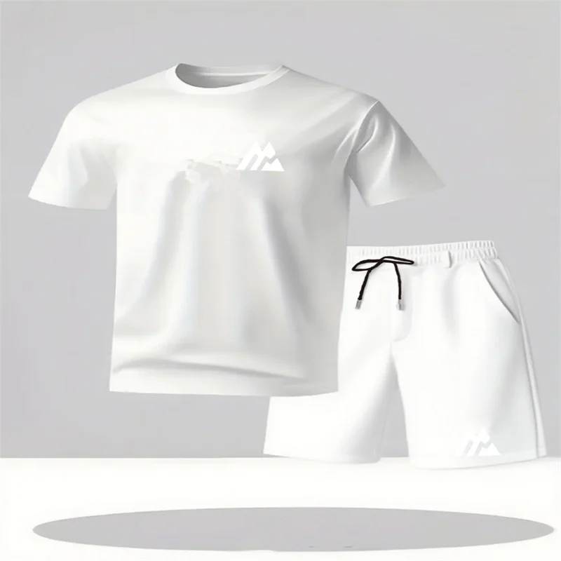 Men's Fashion Street Short Sleeve Set Men's Sports Shirt Set Men's Round Neck Short Sleeve Shorts Sports Set 2-piece Set - Image 2
