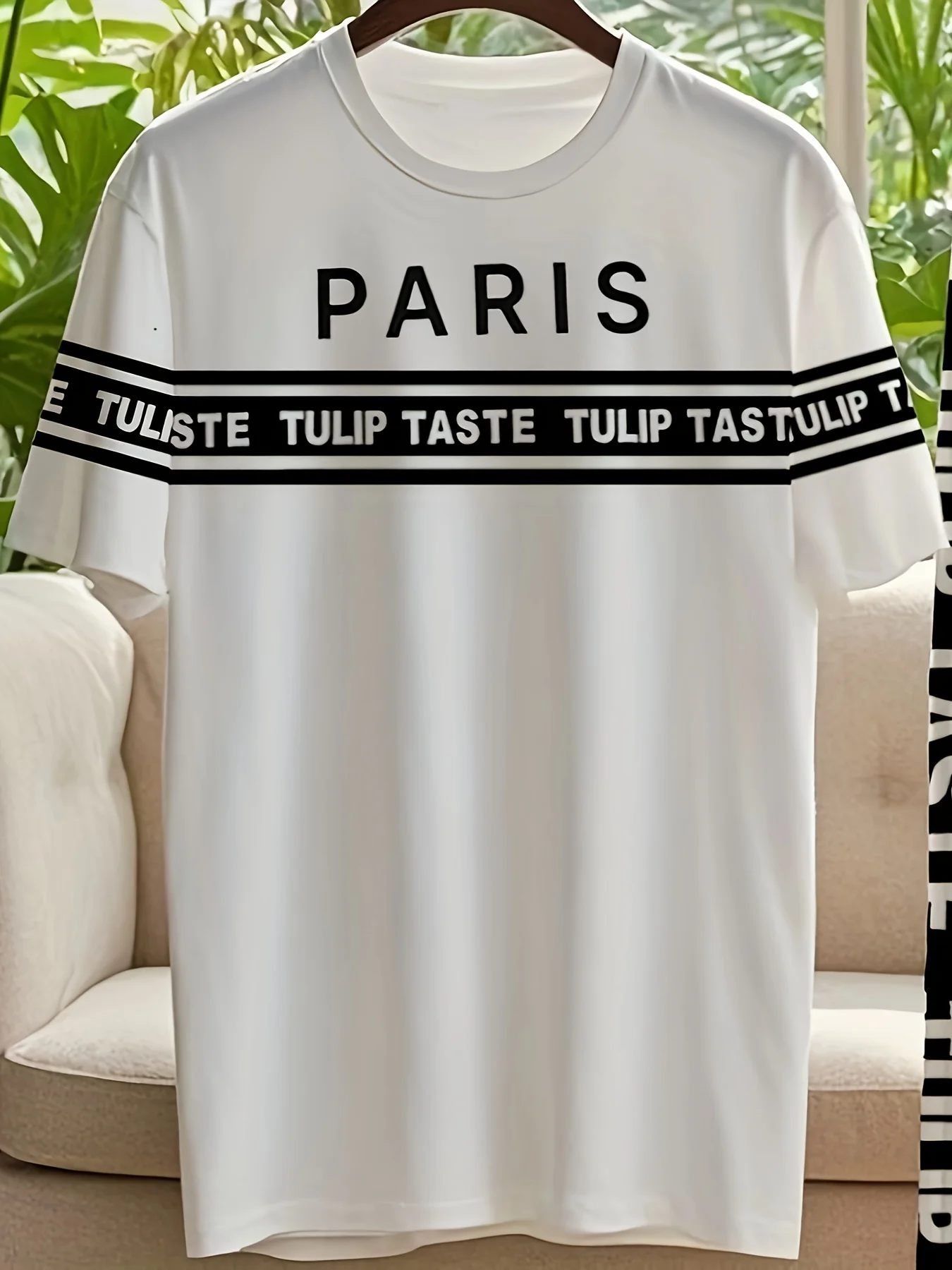 Summer men's letter striped printed breathable soft round neck T-shirt and pants set outdoor casual edition two-piece set - Image 2