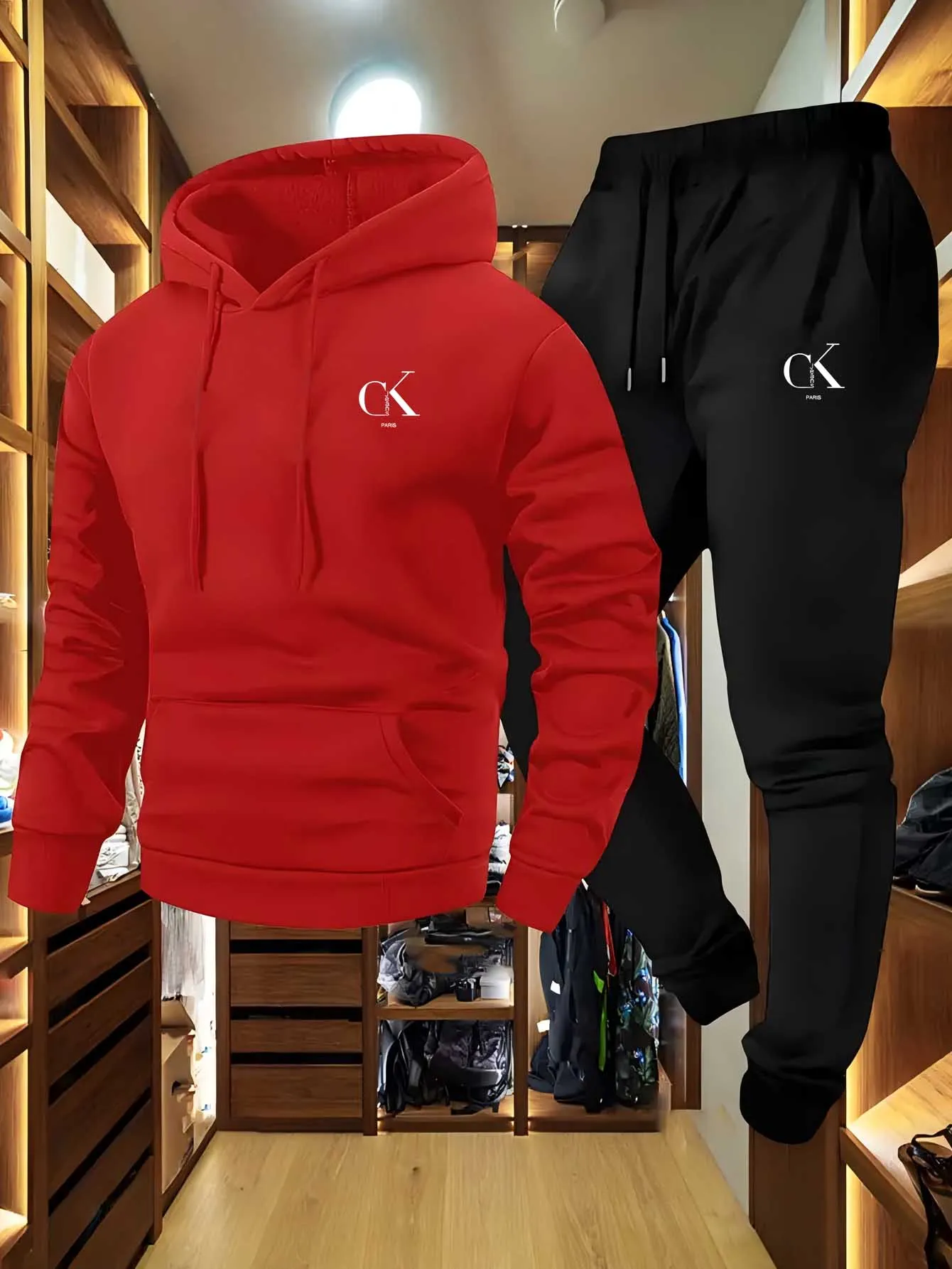 2025 Men'S Hoodie & Sweatpants Set - Casual Gray Loungewear with Pockets Drawstring Hood and Ribbed Waistband -Season Comfort - Image 3