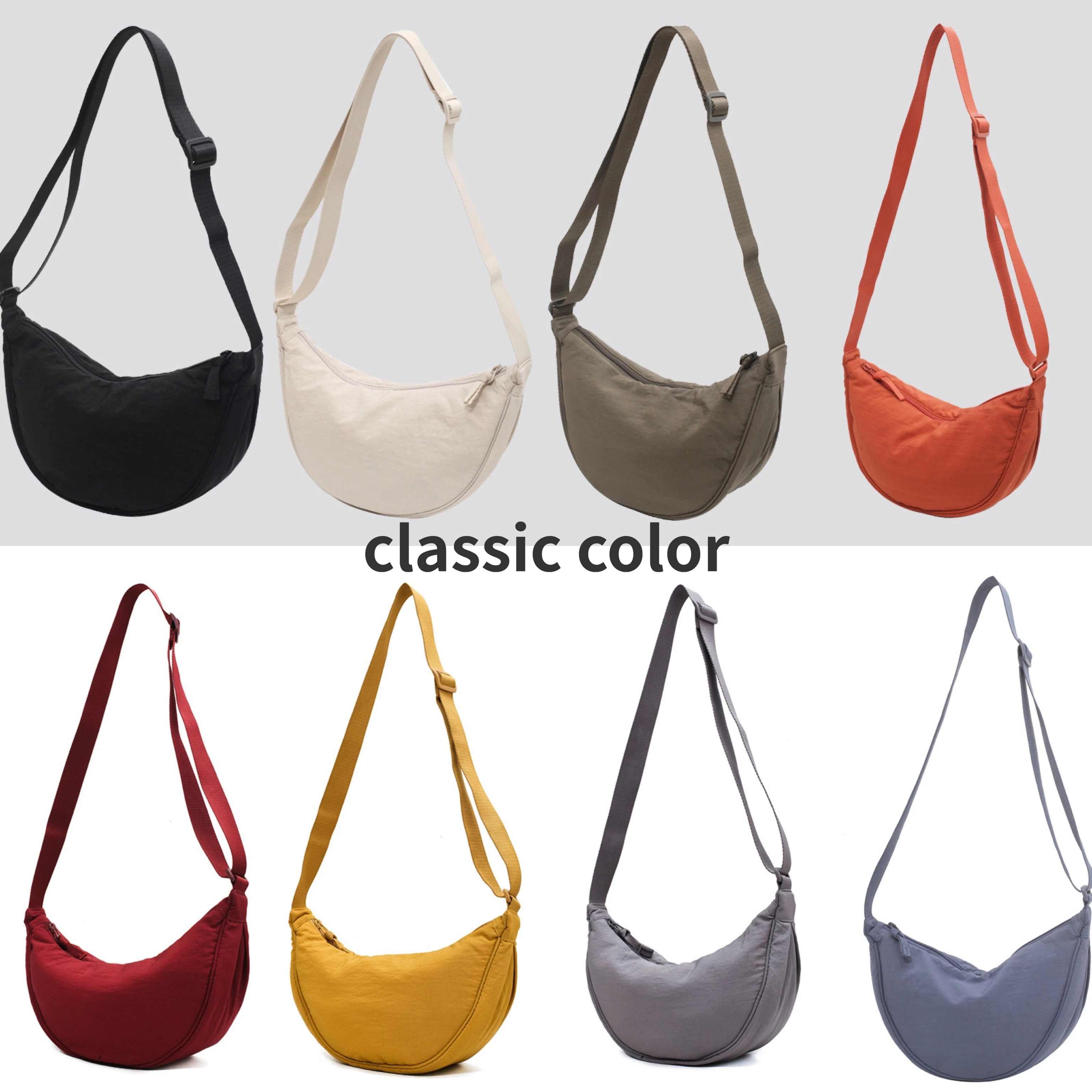 Solid Color Women's Portable Shoulder Bag Simple Female Nylon Cloth Padded Crossbody Bags Travel Purse Handbags Messenger Bag - Image 6