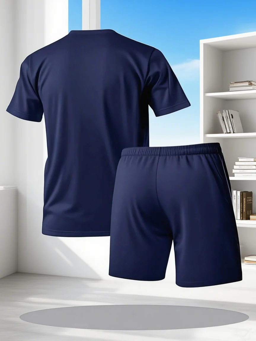 Summer Men's Printed Short-Sleeved Shorts - Casual Sports Set - Outdoor, Urban and Street Fashion Suit - Image 6