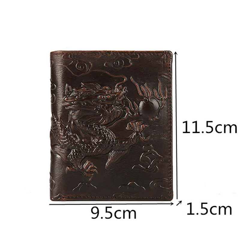 High Quality Genuine Leather Short Wallet 3D Dragon Style Card Wallet 2024 Vintage Bifold Small Purse for Man Male Gift Purses - Image 6