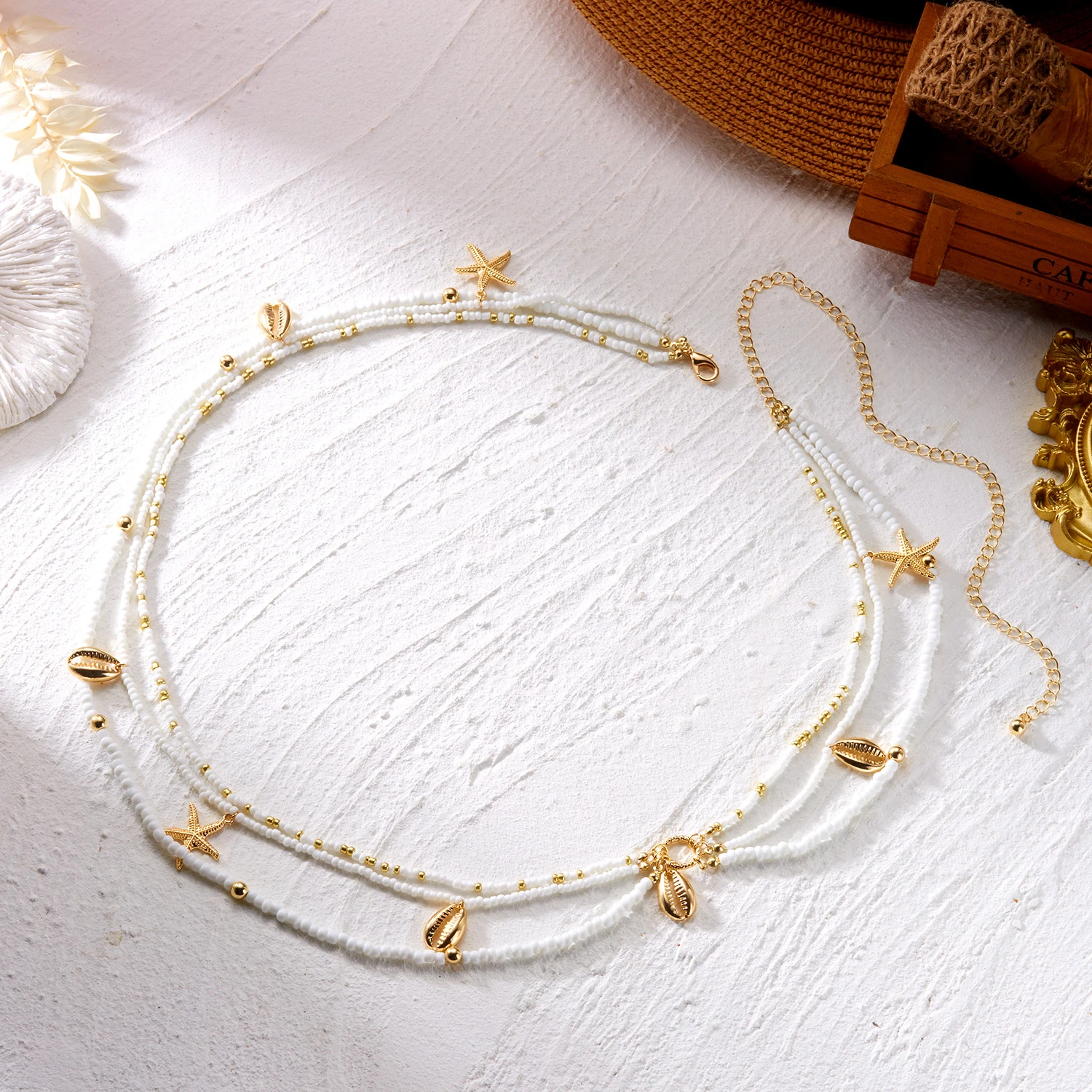 Summer Bohemian Waist Chain For Women Rice Beads Sea Star Shell Conch Starfish Pendant Body Chain Beach Vacation Bikini Jewelry - Image 2